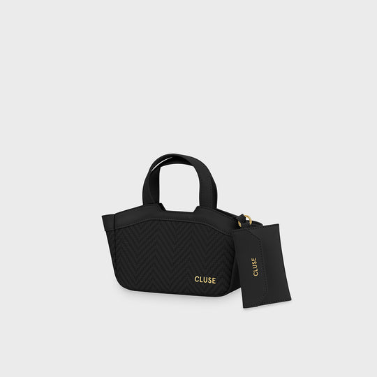 CLUSE Tote Bag Micro, Textured Black Colour CX16001 - Tote bag with pouch