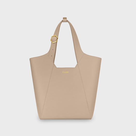 CLUSE Lutry Tote Bag, Beige Colour CX16703 - Lutry Tote bag frontal and back