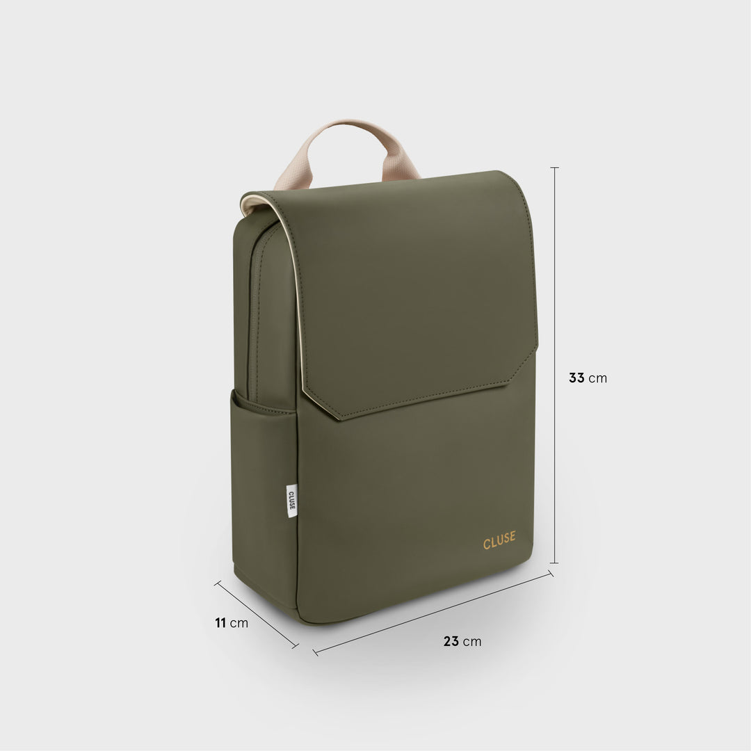Nuitée Petite Backpack, Dark Green Beige, Gold Colour CX03901 - backpack size.