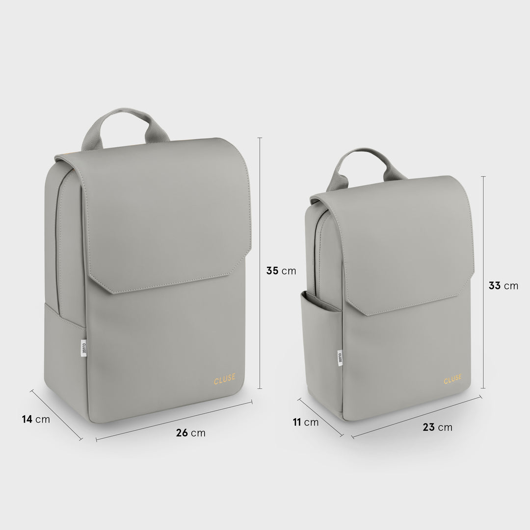 Nuitée Petite Backpack, Light Grey, Gold Colour CX03905 - backpack size comparison.