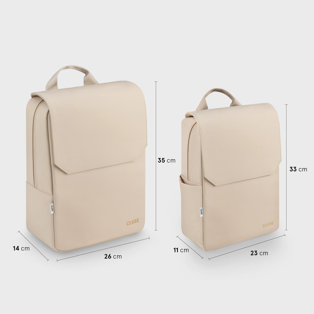Nuitée Petite Backpack, Beige, Gold Colour CX03902 - backpack size comparison.