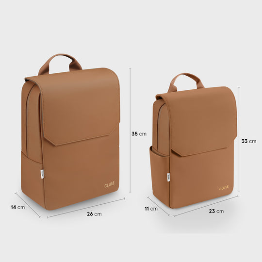 Nuitée Petite Backpack, Camel, Gold Colour CX03904 - backpack size comparison.