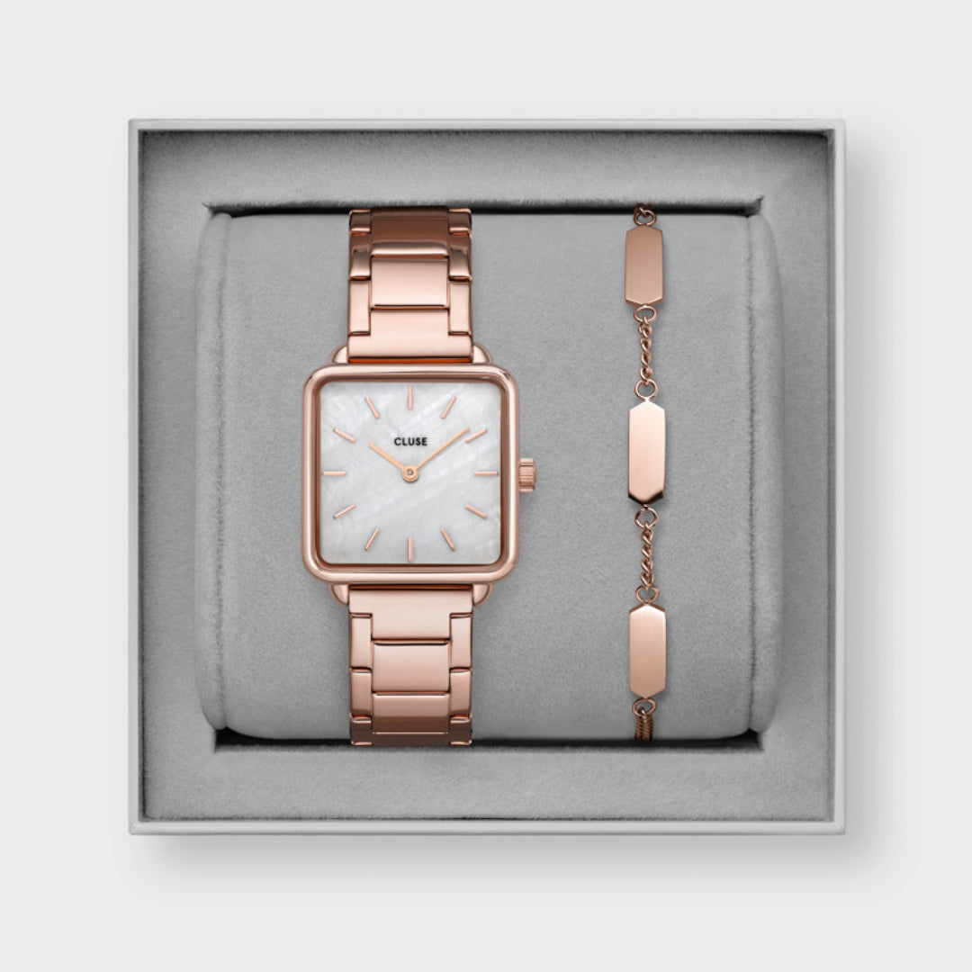 Gift Box La Tétragone Watch and Bracelet Rose Gold Colour