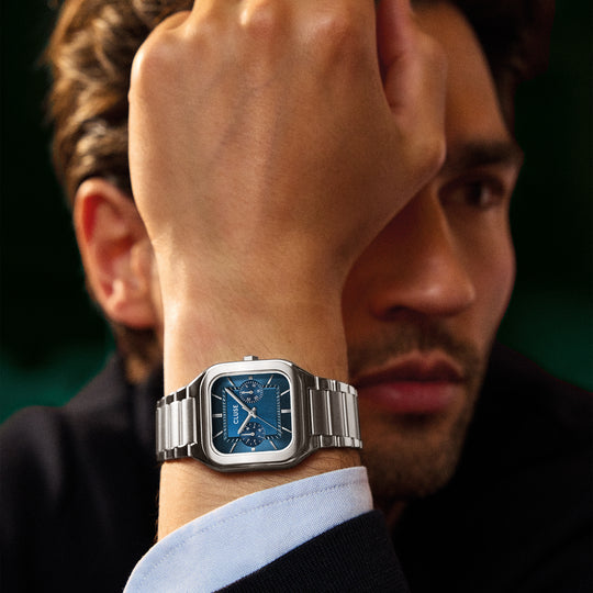 CLUSE Quadrus Multifunction Steel, Blue, Silver Colour CW26209 - Watch on model