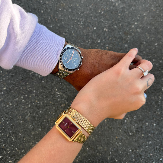 CLUSE Fluette Watch Double Steel, Wine, Gold Colour CW11516 - Watch on influencer