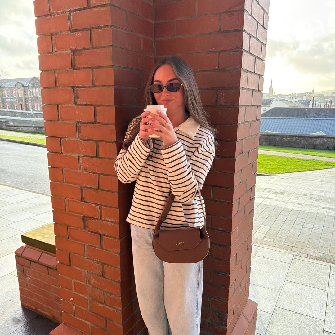 CLUSE Sacroisé Petite Crossbody Bag, Brown, Gold Colour CX04204 - Bag worn by influencer