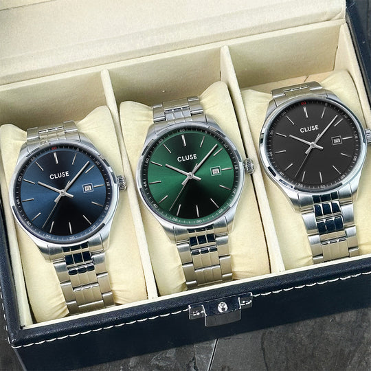 CLUSE Anthéor Silver/Black CW20904 and CLUSE Anthéor Silver/Blue CW20903 and CLUSE Anthéor Silver/Green CW20902 - In box