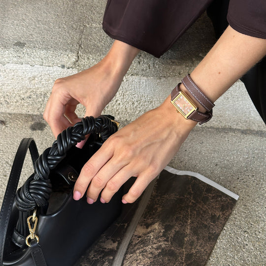 CLUSE Belisenna Watch Double Leather, Mocha, Gold Colour CW15006 - Watch on influencer