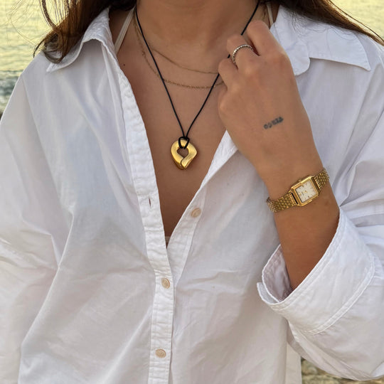 CLUSE Élevé Irregular Leather Necklace, Gold Colour CN13329 - Necklace on influencer