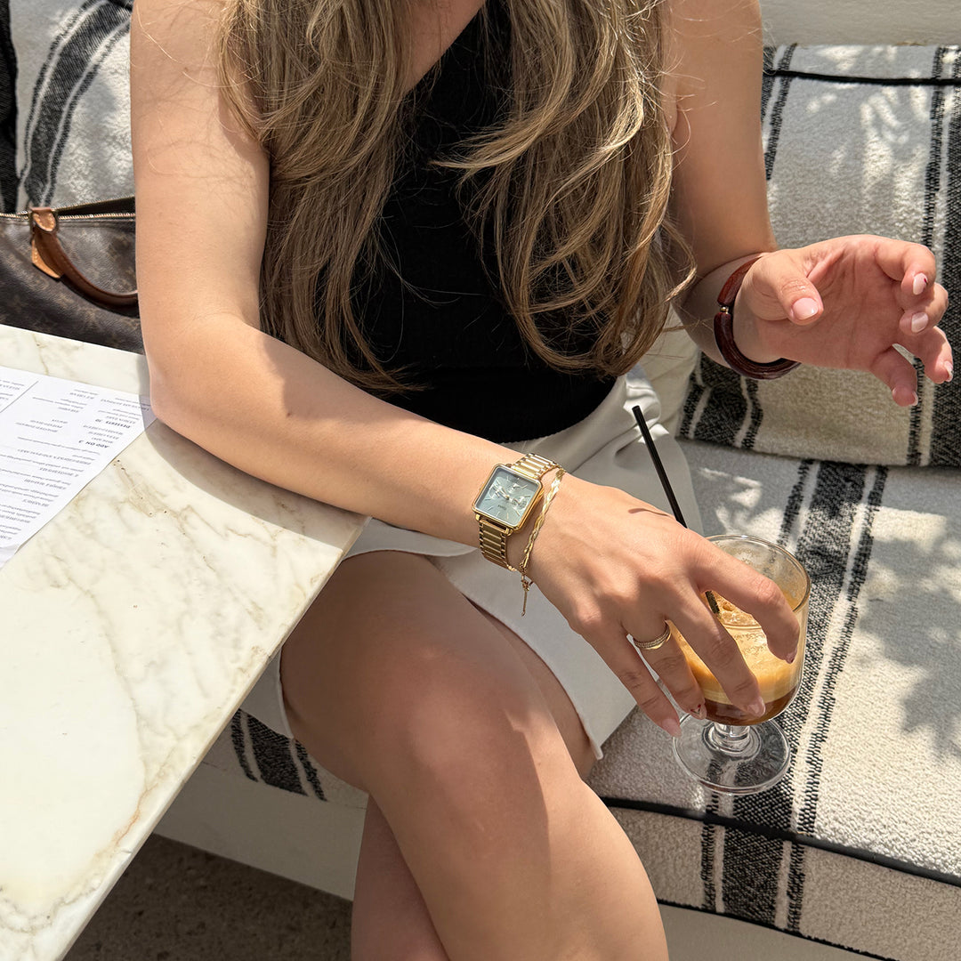 CLUSE La Tétragone Multifunction Watch Steel, Sage Green, Gold Colour CW13805 - watch on influencer