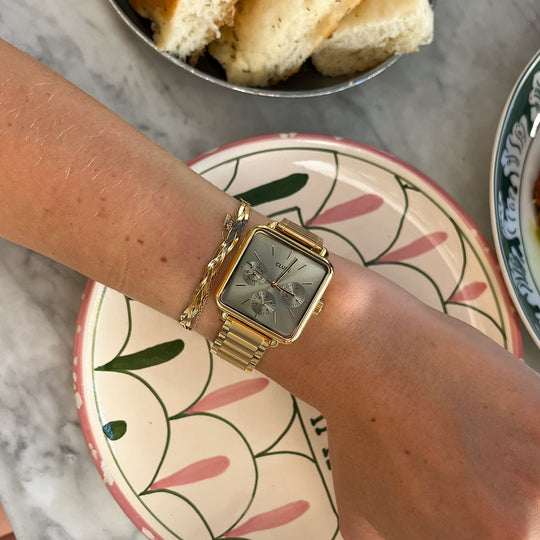 CLUSE La Tétragone Multifunction Watch Steel, Sage Green, Gold Colour CW13805 - watch on influencer