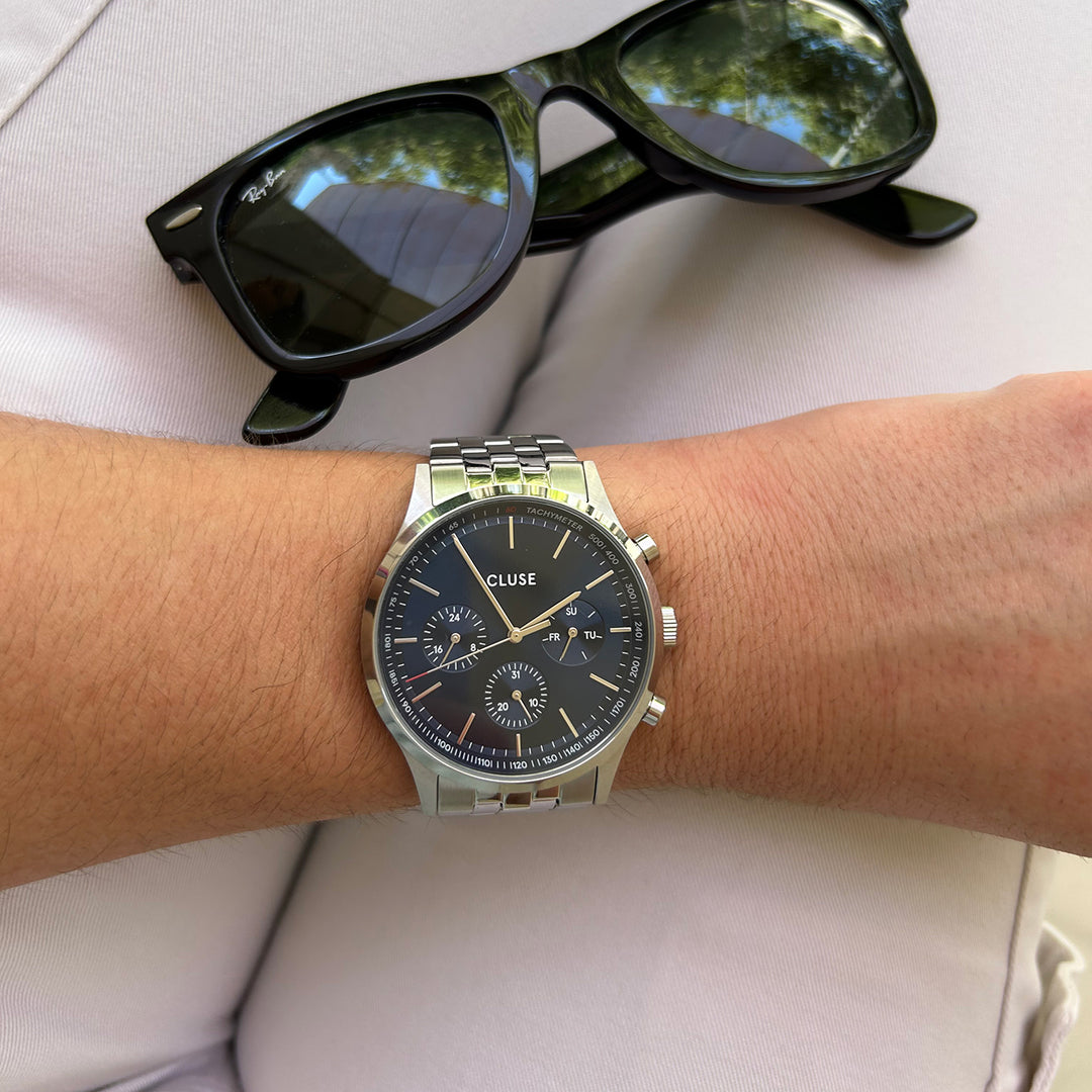 CLUSE Anthéor Multifunction Watch Steel Blue, Silver Colour CW21003 - Watch on model