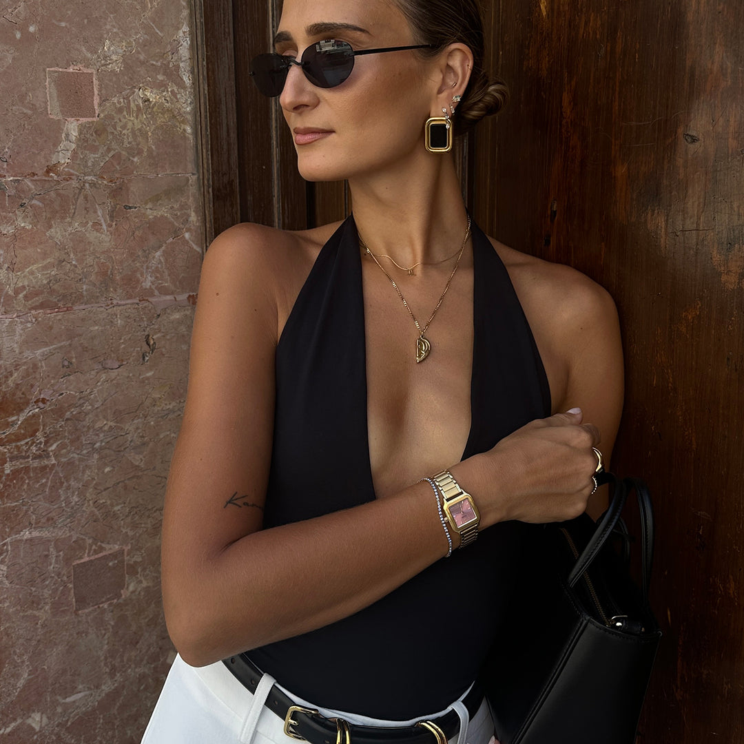 CLUSE Gracieuse Petite Watch Steel, Mauve Pink, Gold Colour CW11819 - watch on wrist