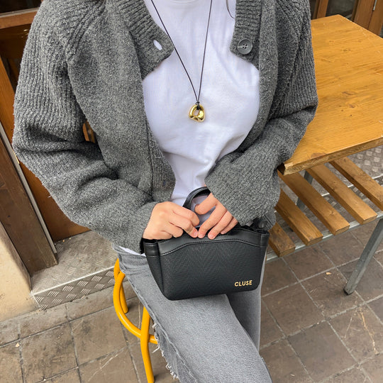 CLUSE Tote Bag Micro, Textured Black Colour CX16001 - Tote bag on influencer