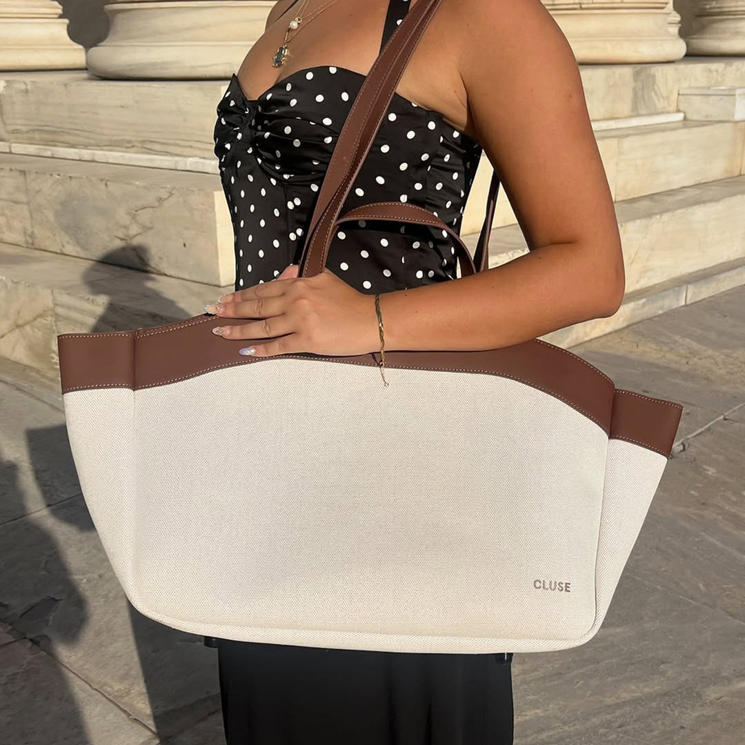 CLUSE Tote bag, Beige, Brown Colour CX15402 - Tote bag on influencer