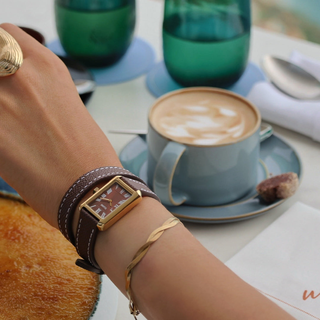 CLUSE Belisenna Watch Double Leather, Mocha, Gold Colour CW15006 - Watch on influencer