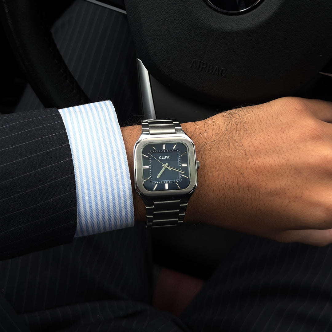 CLUSE Quadrus Steel, Blue, Silver Colour CW25701 - Watch on influencer