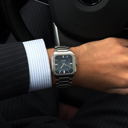 CLUSE Quadrus Steel, Blue, Silver Colour CW25701 - Watch on influencer