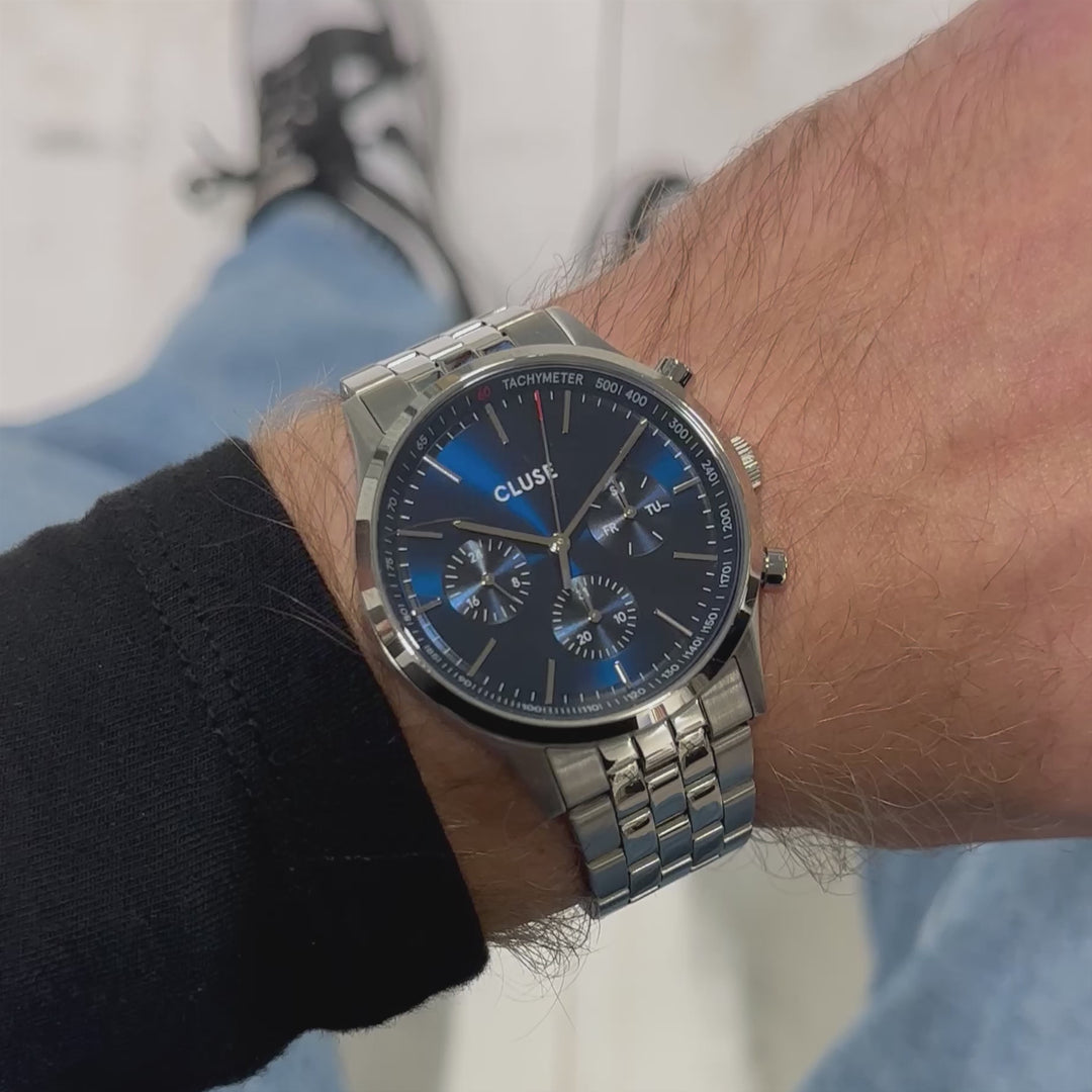 Anthéor Multifunction Watch Steel Blue, Silver Colour CW21003 -Moving wristshot