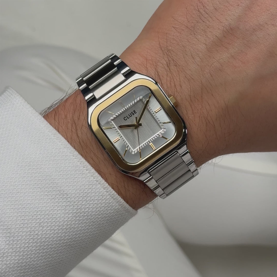 CLUSE Quadrus Steel, Silver, Two Tone CW25704 - Moving wrist shot