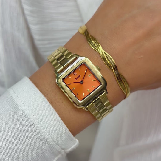 Gracieuse Petite Watch Steel, Apricot, Gold Colour CW11807 - moving wristshot.