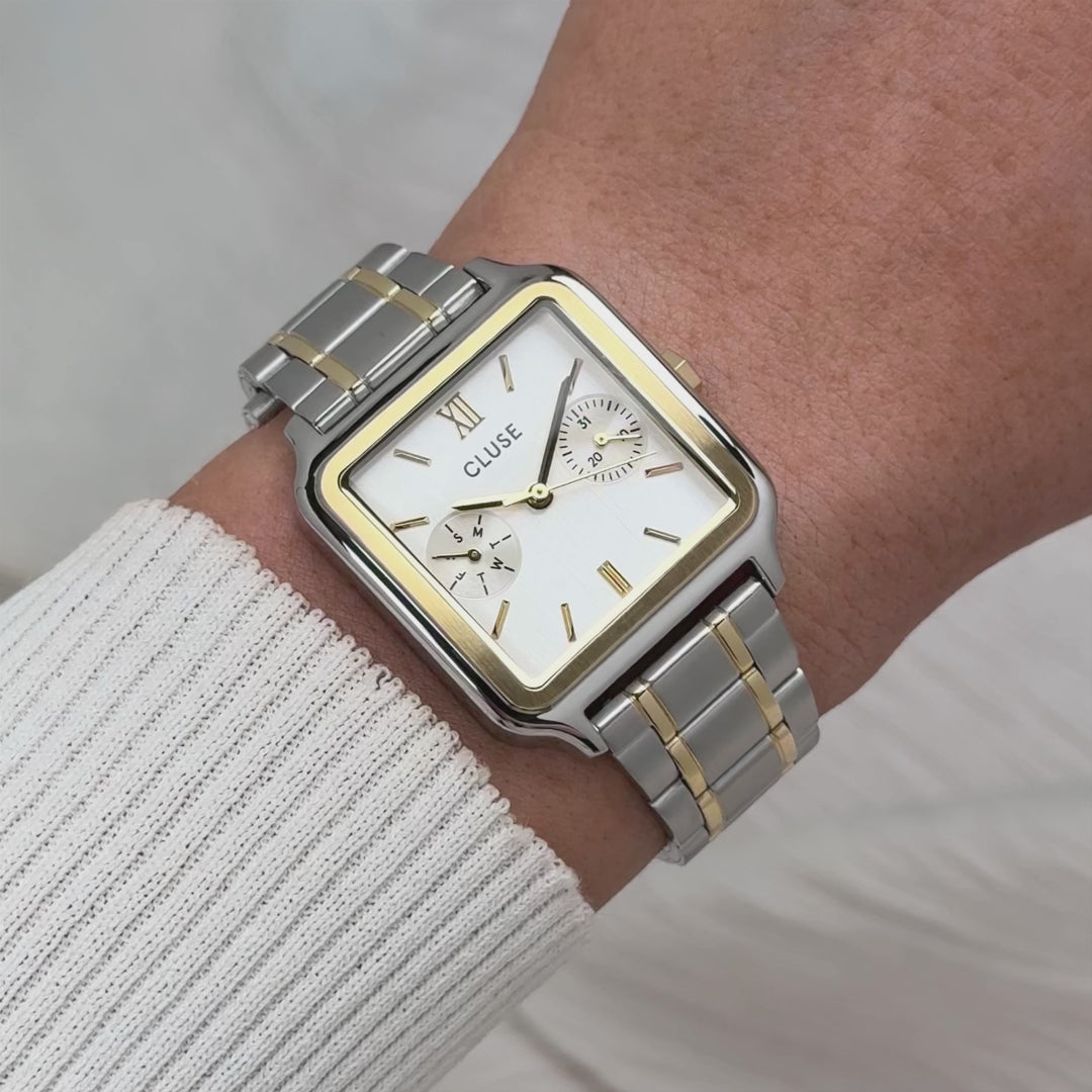 CLUSE Gracieuse Multifunction Watch Steel, Silver, Two Tone CW16402 - Moving wrist shot