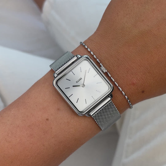 CLUSE La Tétragone Mesh Full Silver CW0101207007 - watch on wrist