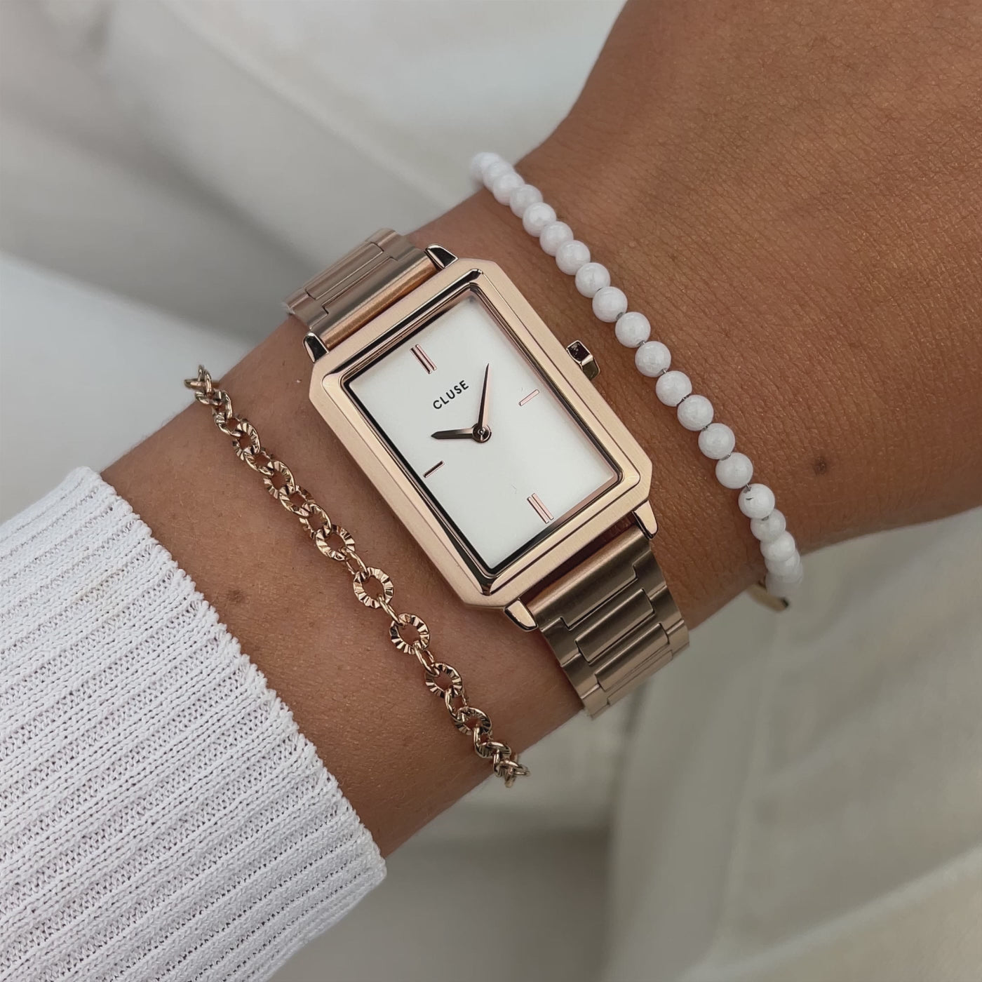 CLUSE Fluette Watch Women CW11503 Rose Gold Colour Rectangular