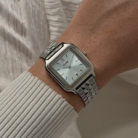 CLUSE Gracieuse Steel Silver/Light Blue CW11904 - moving wristshot