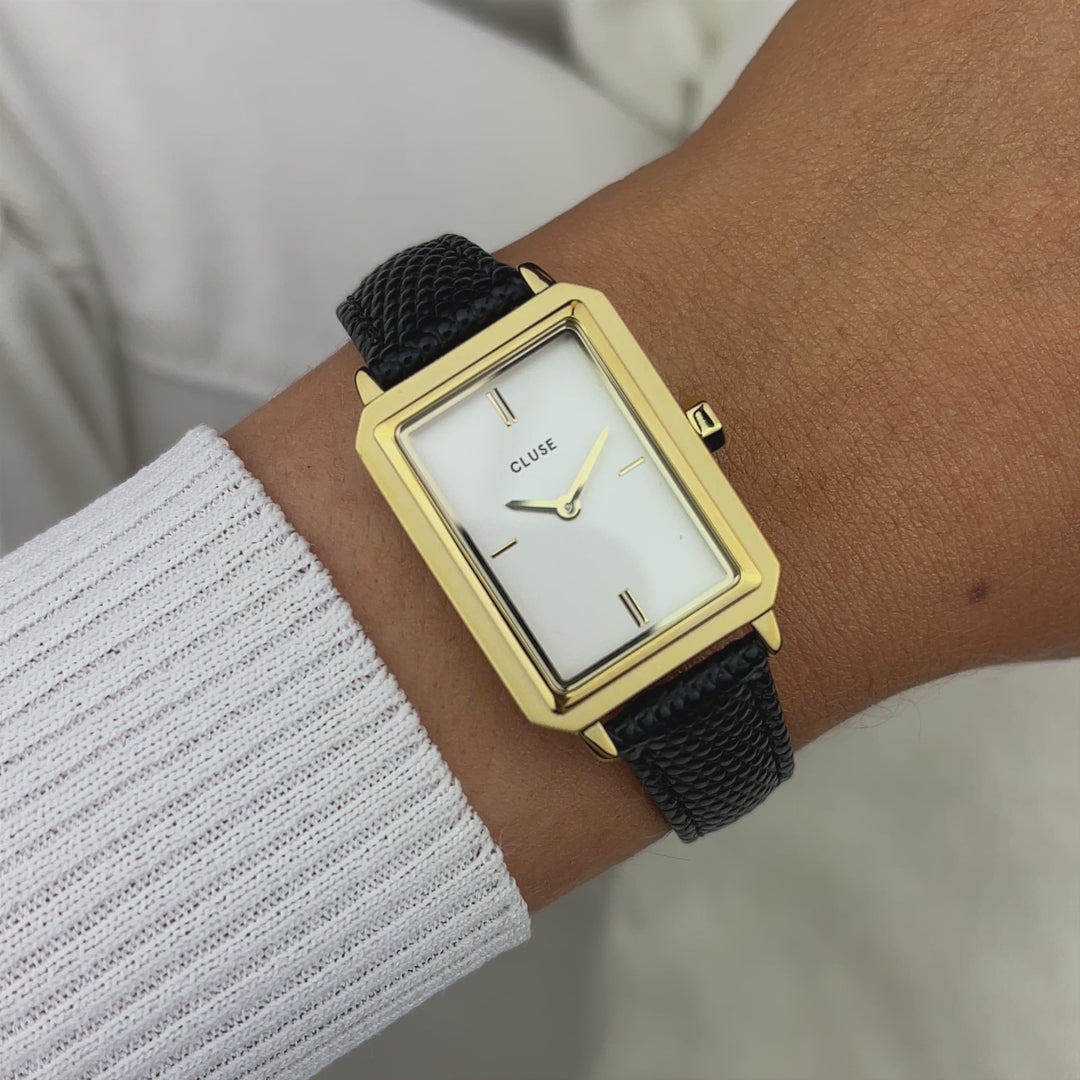 CLUSE Gift Box Fluette Gold/Black CG11501 - watch on wrist