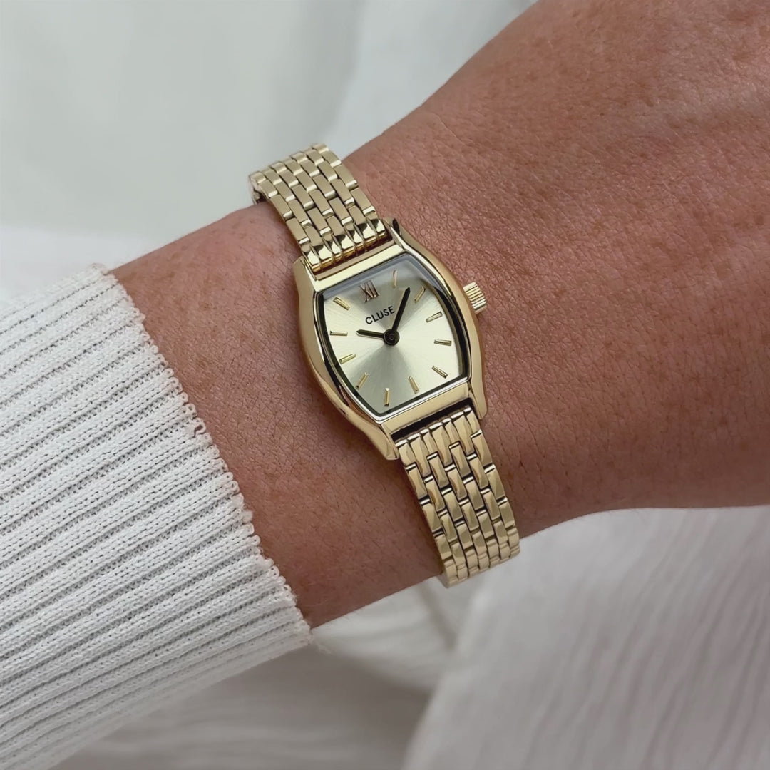 CLUSE Tonnette Mini Watch Steel, Gold, Gold Colour CW16503 - Moving wrist shot