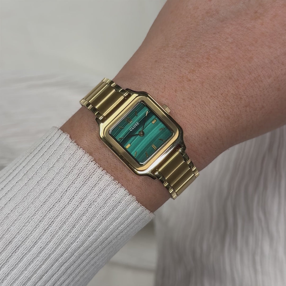 CLUSE Gracieuse Petite Watch Steel, Malachite, Gold Colour CW11828 - Moving wrist shot