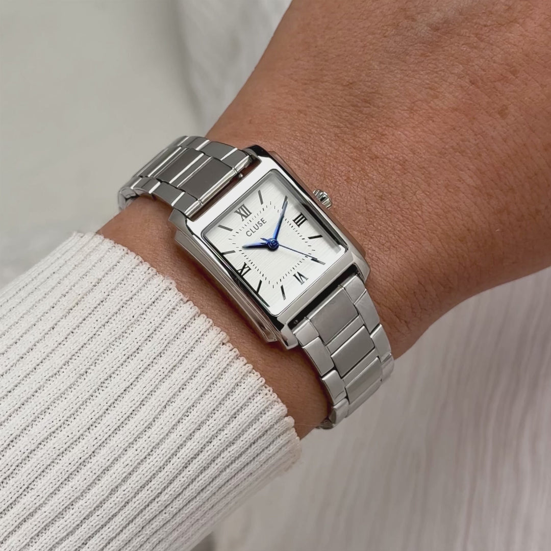 CLUSE Anglée Watch Steel, Full Silver Colour CW16602 - Moving wrist shot