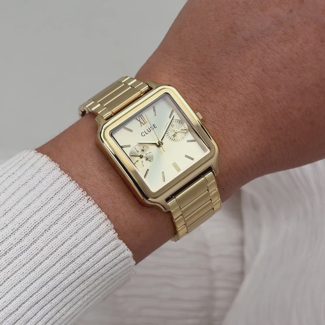 CLUSE Gracieuse Multifunction Watch Steel, Full Gold Colour CW16401 - Moving wrist shot