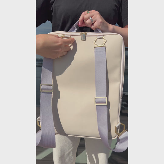 Réversible Backpack, Beige Lilac, Gold Colour CX03503 - video