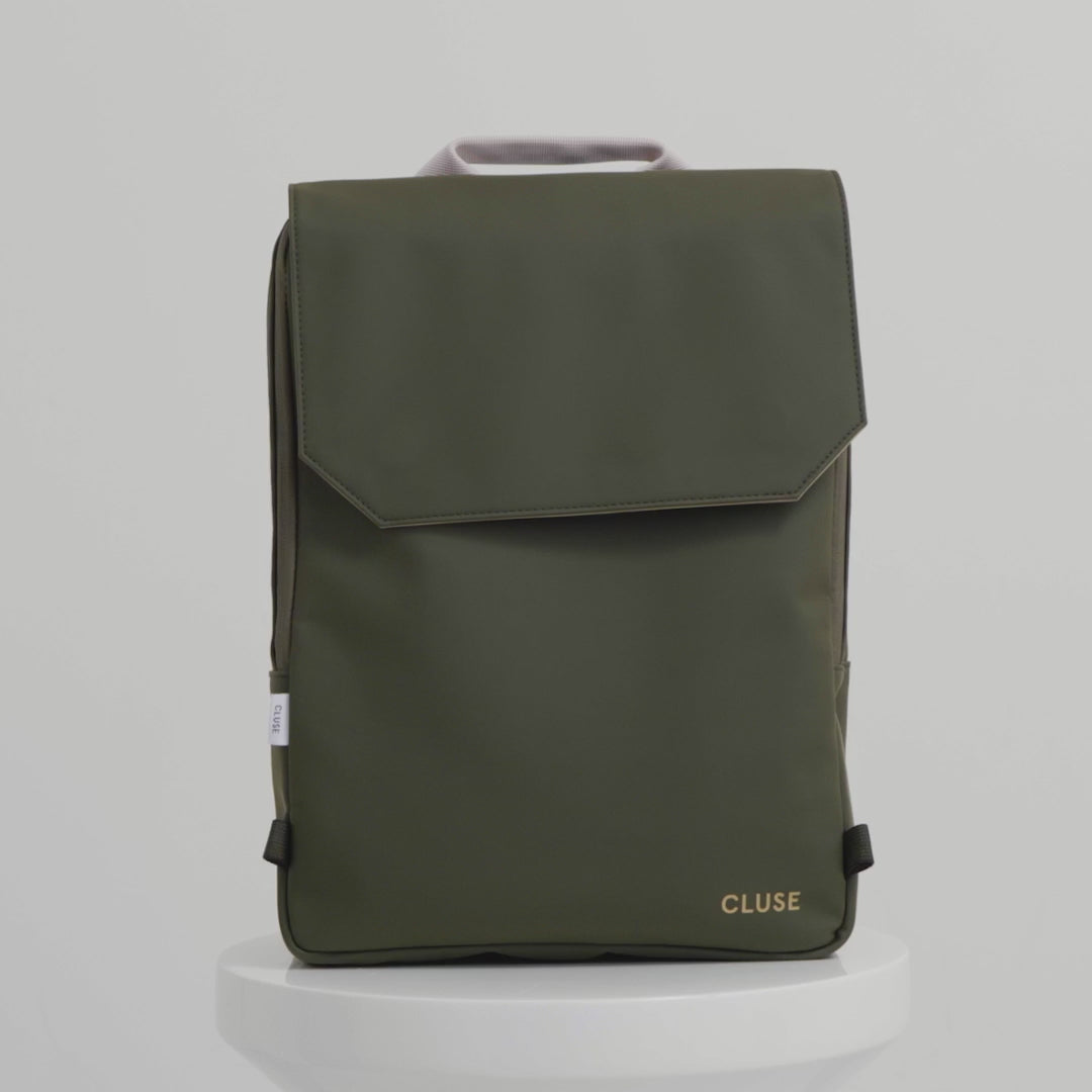 Le Réversible Backpack, Dark Green Moss, Gold Colour