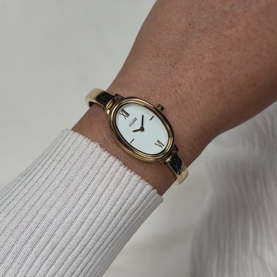 CLUSE L'Ovale Watch Steel, White, Gold Colour CW16101 - Moving wrist shot