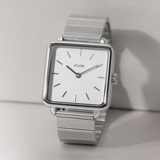 CLUSE La Tétragone Single Link Silver/White CL60022S - Watch on wrist