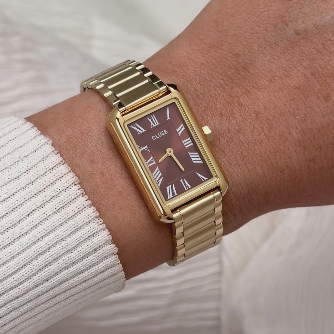 CLUSE Belisenna Watch Steel, Mocha, Gold Colour CW15010 - Moving wrist shot