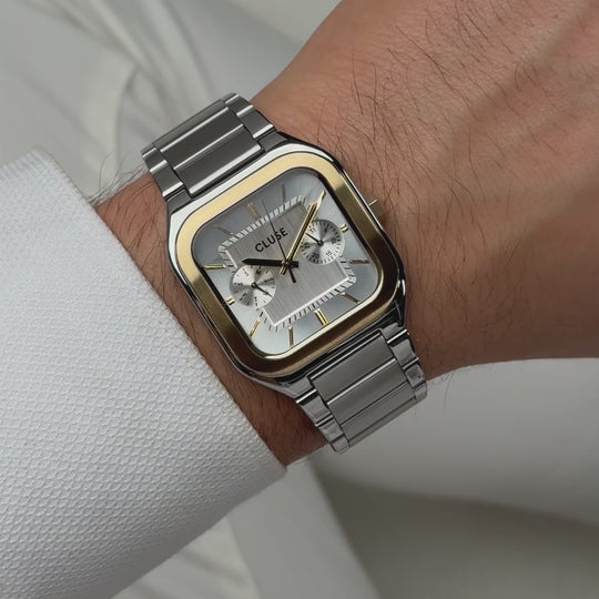CLUSE Quadrus Multifunction Steel, Silver, Two Tone CW26201 - Moving wrist shot