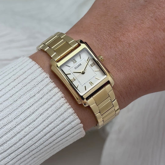 CLUSE Anglée Watch Steel, White, Gold Colour CW16601 - Moving wrist shot