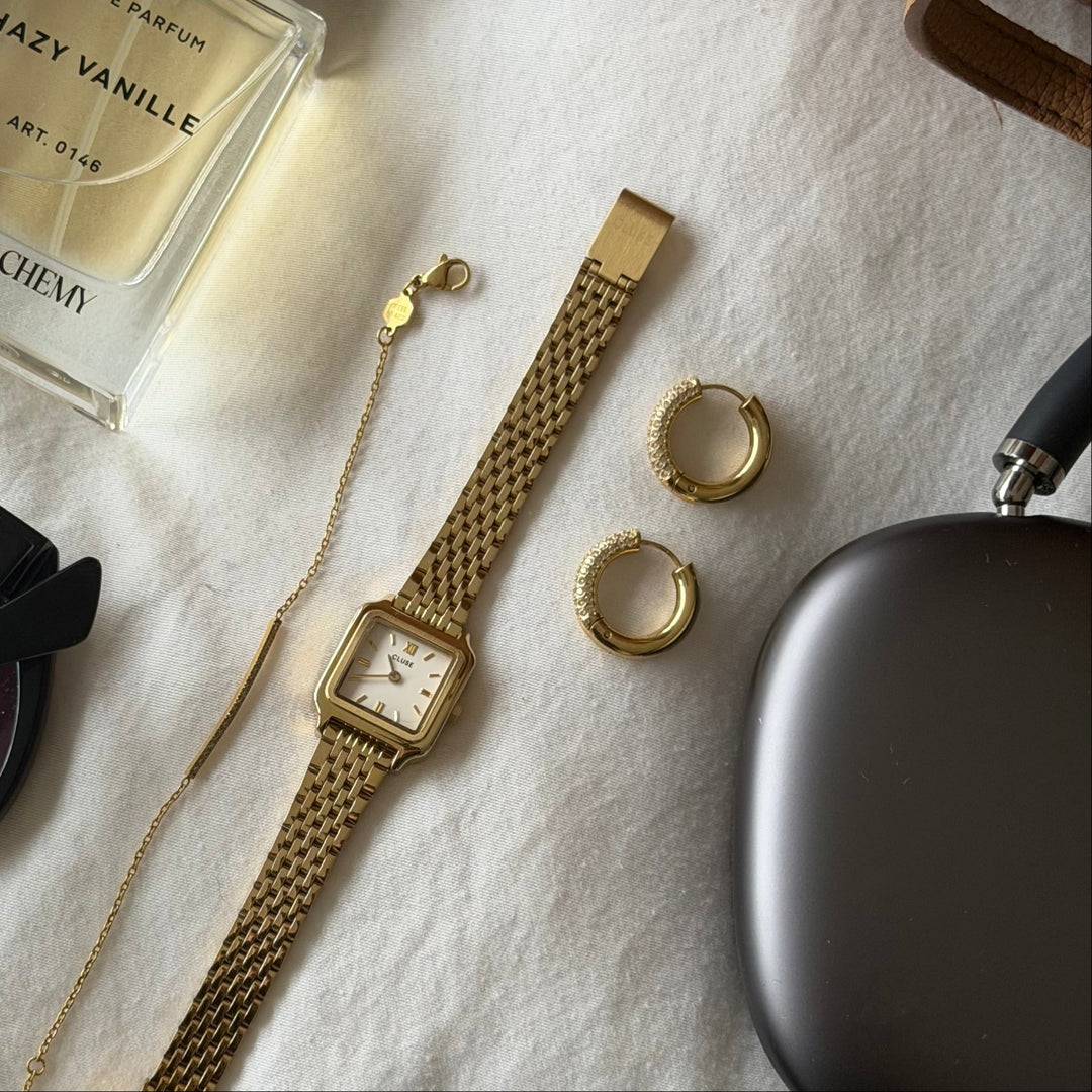 CLUSE Élevé Zirconia Medium Hoop Earrings, Gold Colour CE13351 - Earrings details