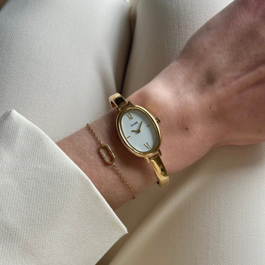 CLUSE Élevé Oval Zirconia Bracelet, Gold Colour CB13382 - Bracelet on influencer