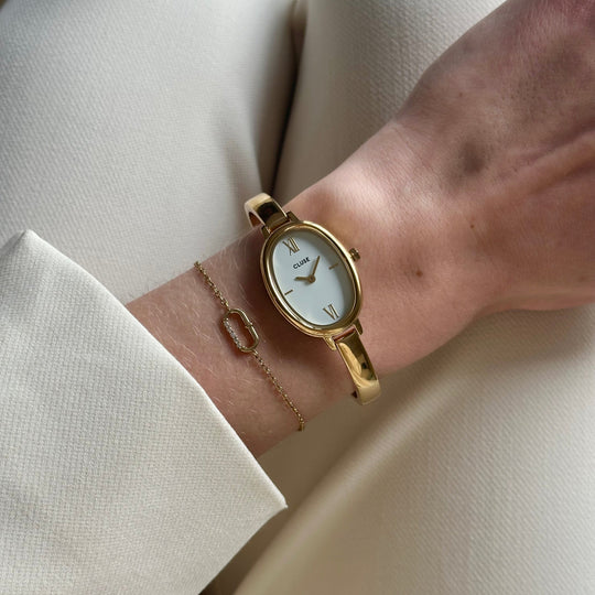CLUSE L'Ovale Watch Steel, White, Gold Colour CW16101 - Watch on influencer