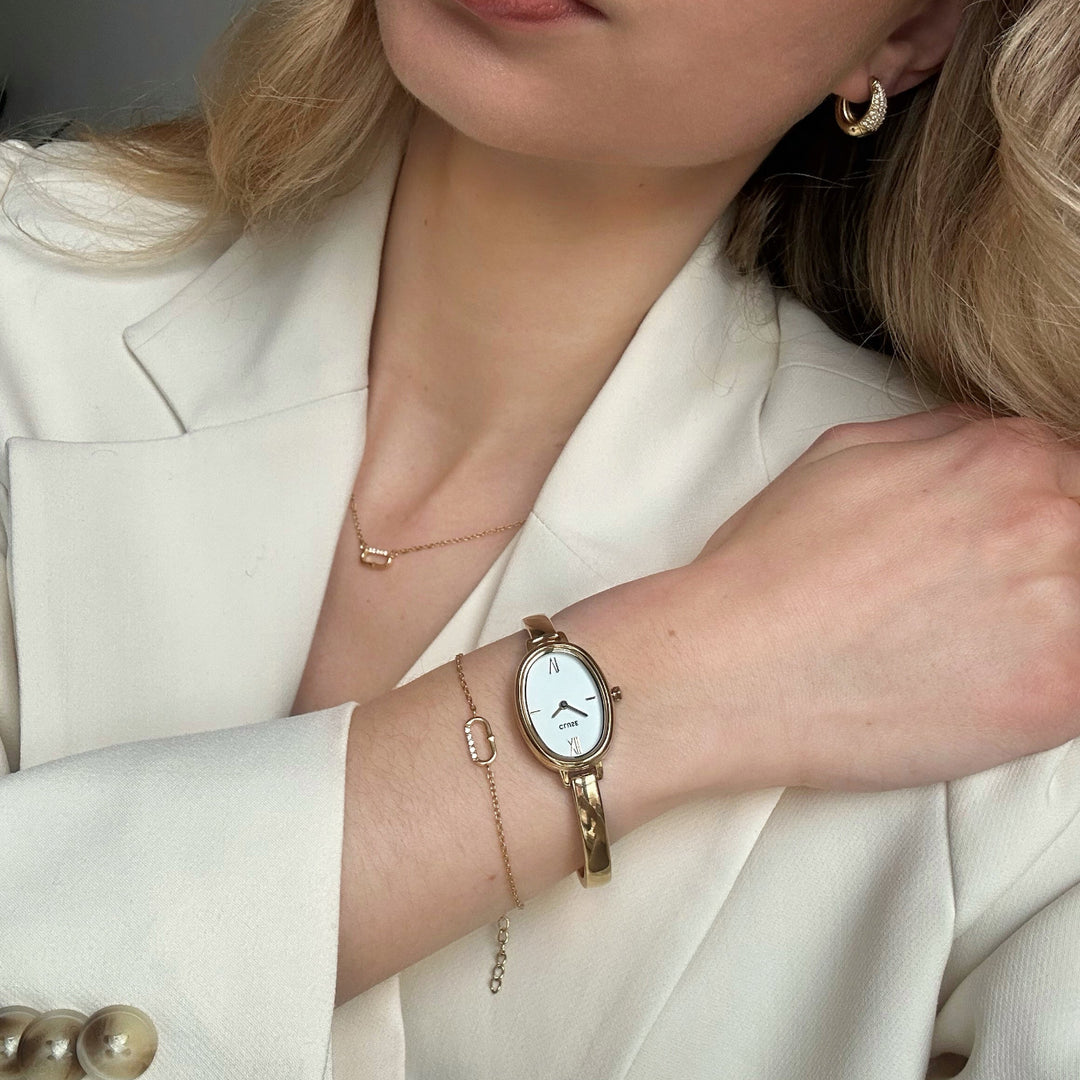 CLUSE L'Ovale Watch Steel, White, Gold Colour CW16101 - Watch on influencer