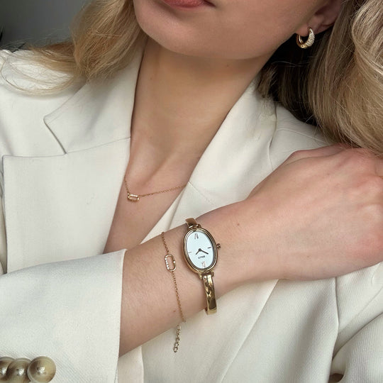 CLUSE L'Ovale Watch Steel, White, Gold Colour CW16101 - Watch on influencer