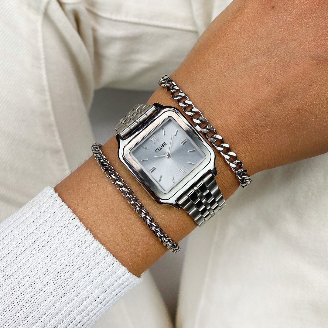 CLUSE Gracieuse Steel Silver/Light Blue CW11904 - Watch on wrist