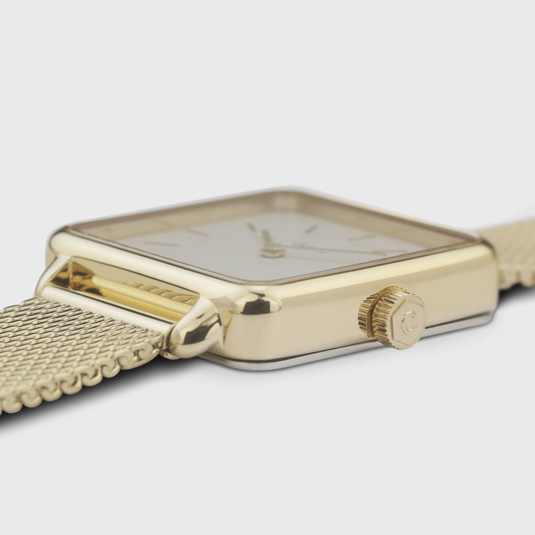 CLUSE Gift Box La Tétragone Watch & Leather Strap, Gold Colour CG10318 -  Watch case detail