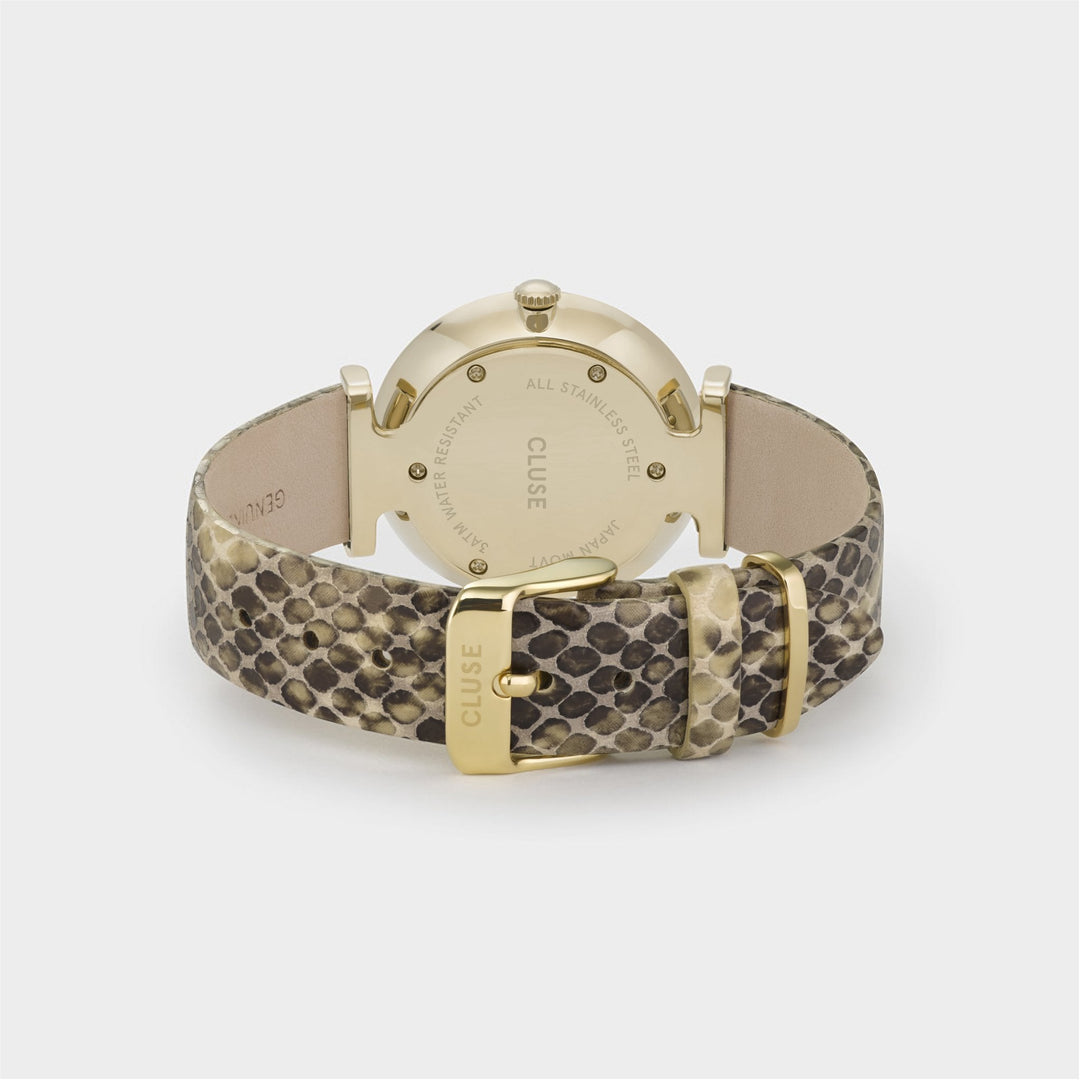 CLUSE Triomphe Leather Almond Python, Gold Colour CW0101208008 - Watch back and clasp