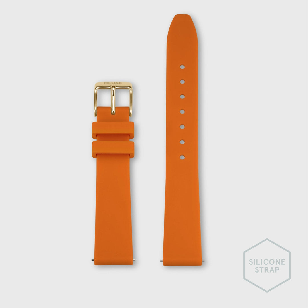 CLUSE Strap 16 mm Silicone Orange, Gold Colour CS12225 - strap